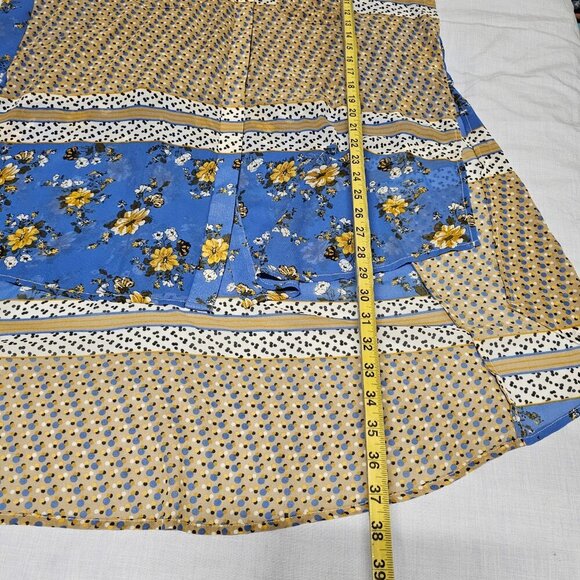 Aratta Silent Journey Women Hi-lo tunic Top Blouse Shirt Size L Floral Button Up - Picture 13 of 14